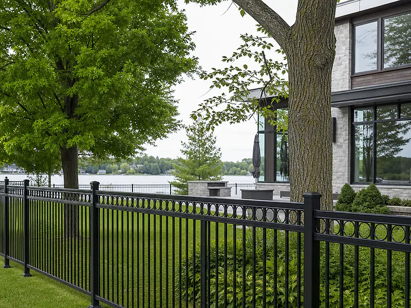 Black ornamental aluminum fence